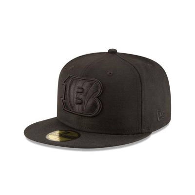 Black Cincinnati Bengals Hat - New Era NFL Black On Black 59FIFTY Fitted Caps USA8049671